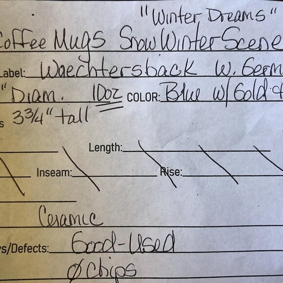 Waechtersbach, W. Germany WINTER DREAMS Blue with Gold accents/ PAIR - 2 - Mugs - Picture 2 of 9